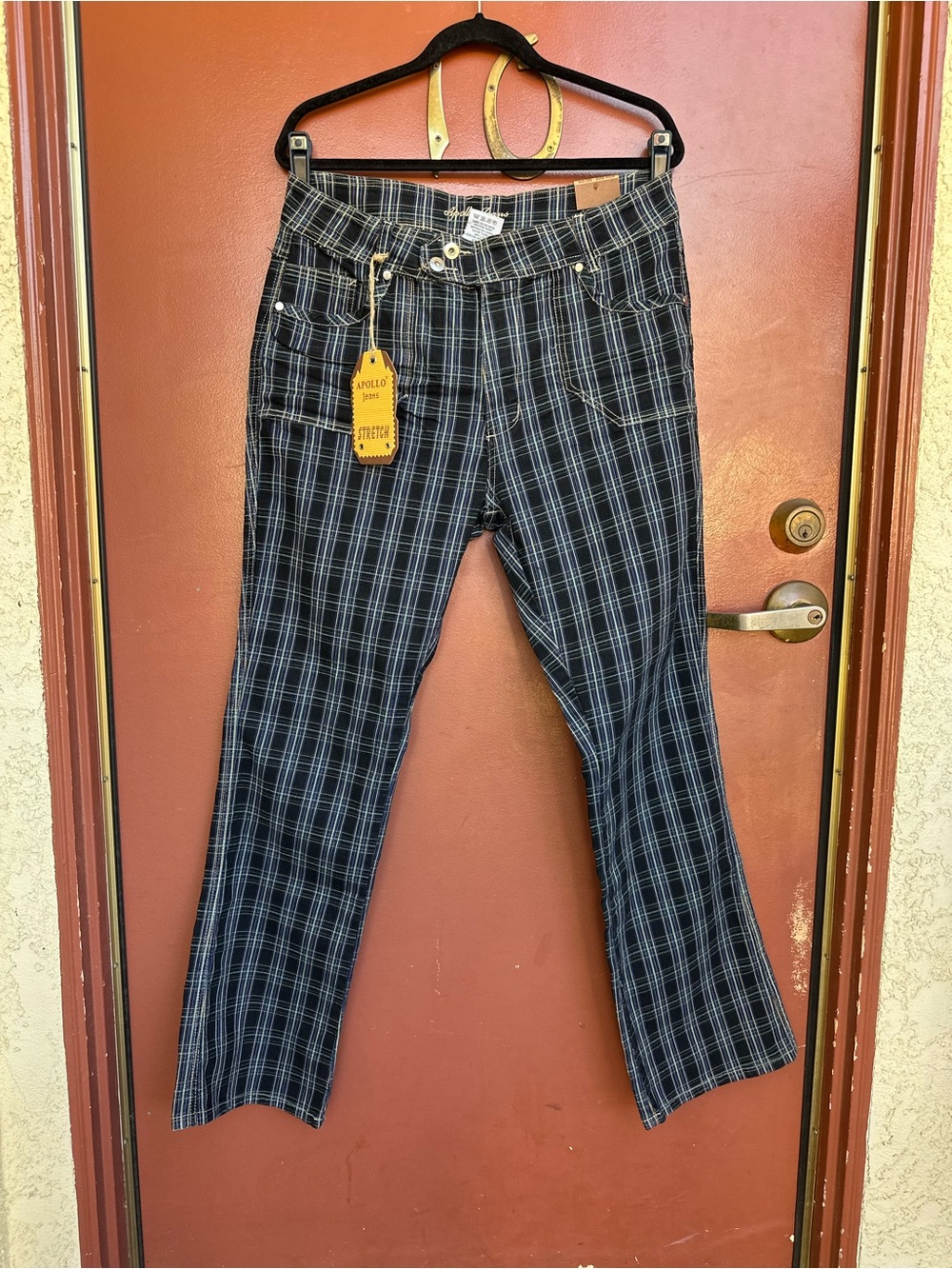Vintage Y2K Apollo Jeans Pinstriped Plaid Bootcut Flares Preppy Goth
